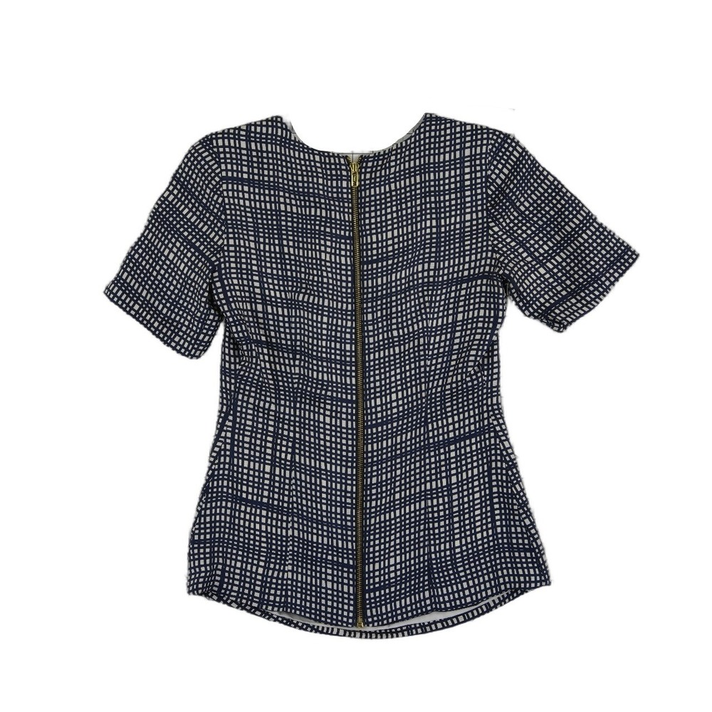 Elizabeth McKay 100% Silk Blouse Women's Size 0 Navy Blue Back Zipper Career - Picture 3 of 6